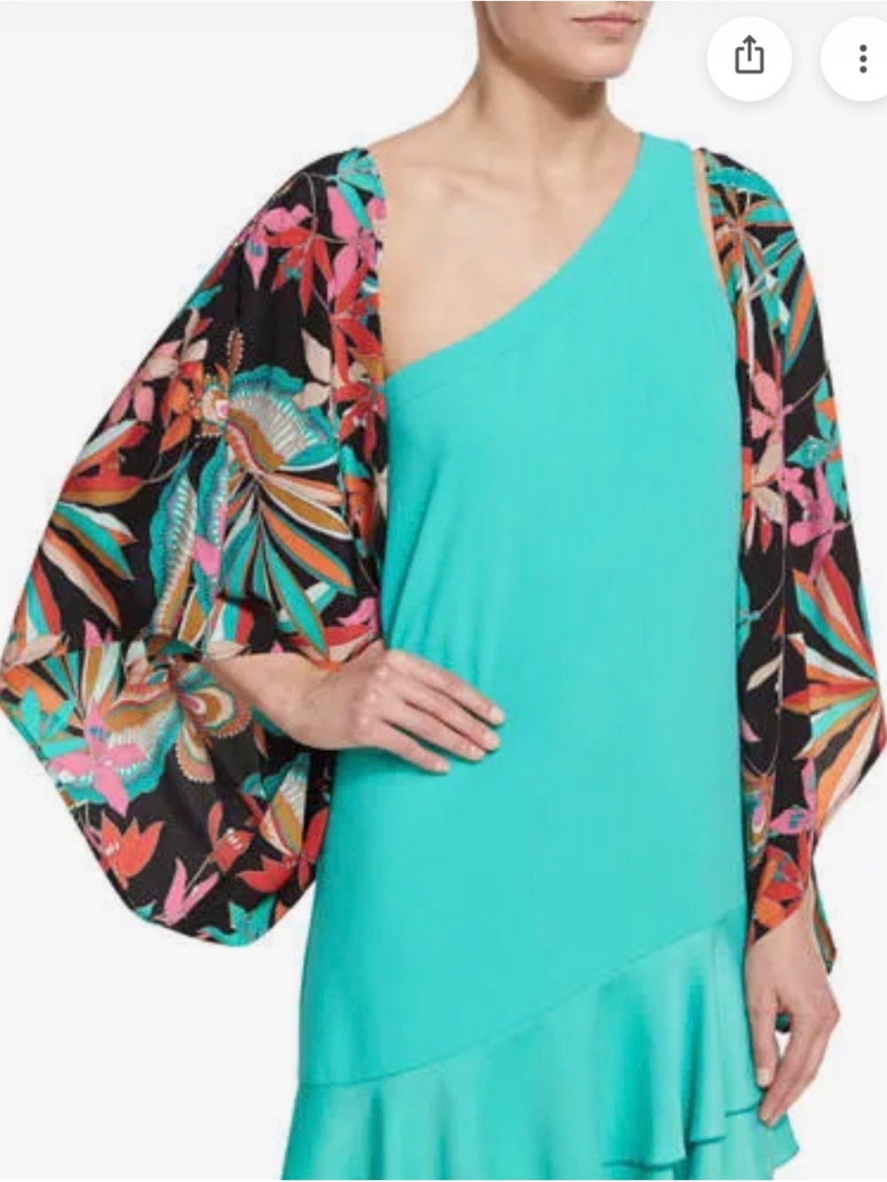 Trina Turk Floral silk jacket/cape in Black, Teal, Coral, Pink